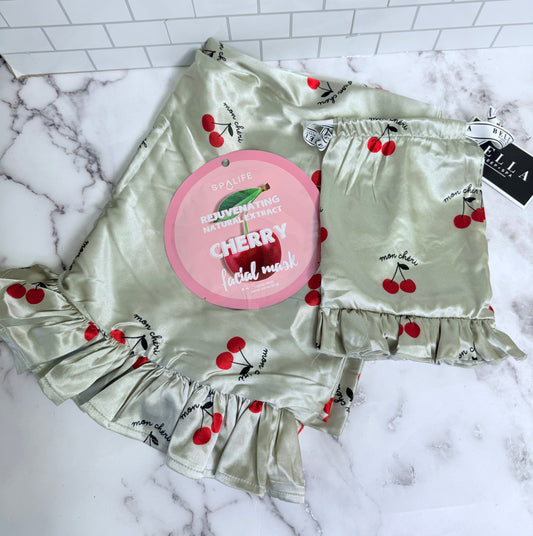 Cherry Pillow Case & Mask Bundle