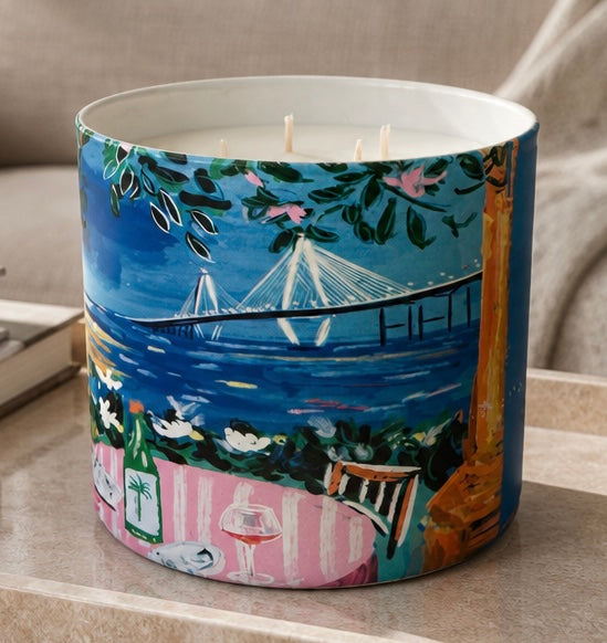 Charleston Bridge Scene & Wine Dinner Candle